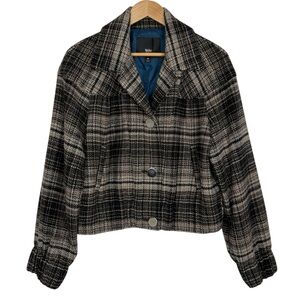 Mossimo Plaid Wool Blend Cropped Peacoat Jacket Size Medium
